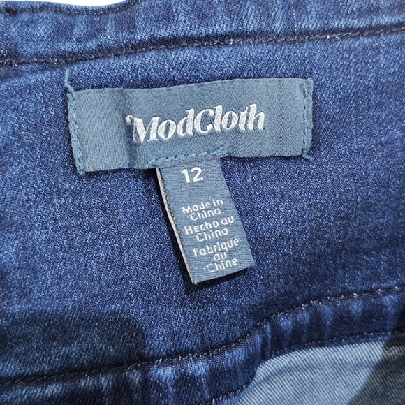 Modcloth Wide Leg Cropped High Rise Jeans Size 12 Denim Effortless Versatile - Picture 10 of 12